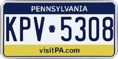 PA license plate KPV5308