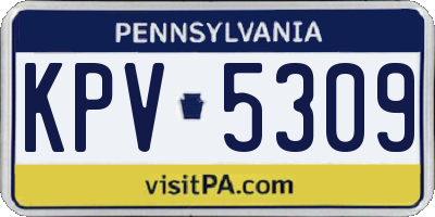 PA license plate KPV5309