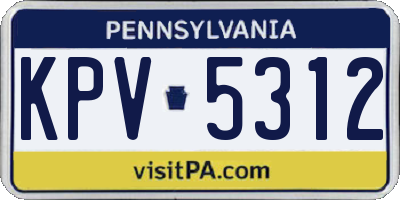 PA license plate KPV5312