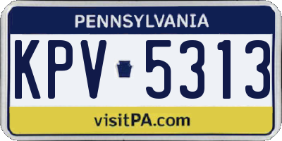 PA license plate KPV5313