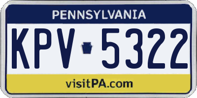 PA license plate KPV5322