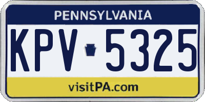PA license plate KPV5325