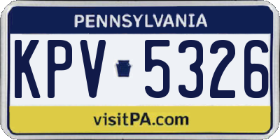 PA license plate KPV5326