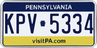 PA license plate KPV5334