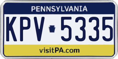 PA license plate KPV5335