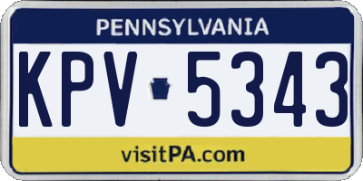 PA license plate KPV5343