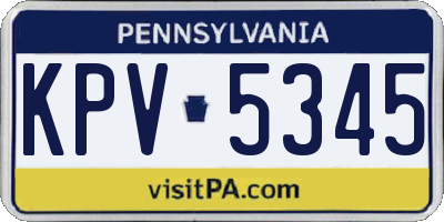 PA license plate KPV5345