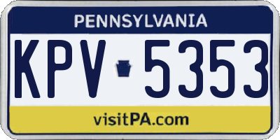 PA license plate KPV5353