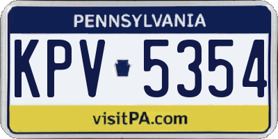PA license plate KPV5354