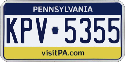 PA license plate KPV5355