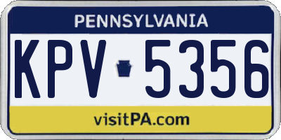 PA license plate KPV5356