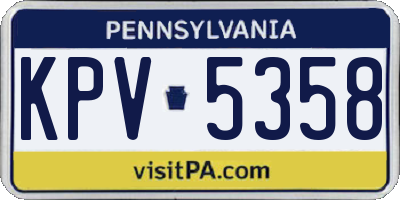 PA license plate KPV5358