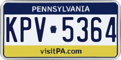 PA license plate KPV5364