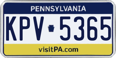 PA license plate KPV5365