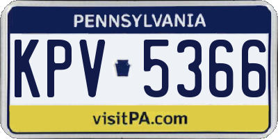 PA license plate KPV5366