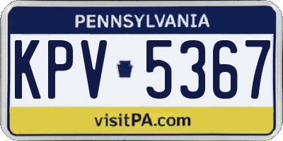 PA license plate KPV5367