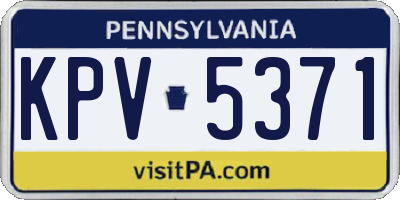 PA license plate KPV5371