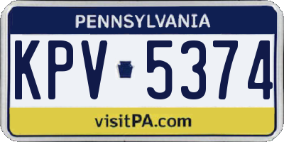 PA license plate KPV5374