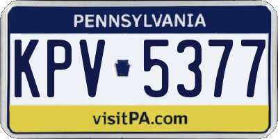 PA license plate KPV5377