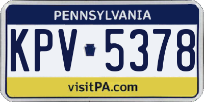 PA license plate KPV5378