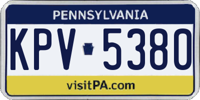 PA license plate KPV5380