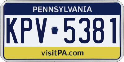 PA license plate KPV5381