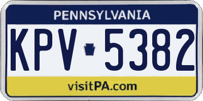 PA license plate KPV5382