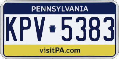 PA license plate KPV5383