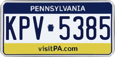 PA license plate KPV5385