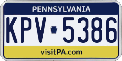 PA license plate KPV5386