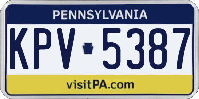 PA license plate KPV5387