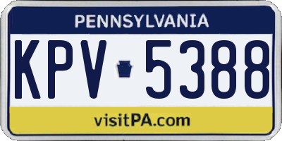 PA license plate KPV5388