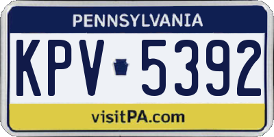 PA license plate KPV5392