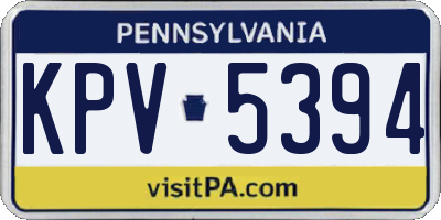 PA license plate KPV5394