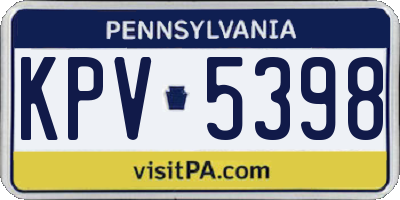 PA license plate KPV5398