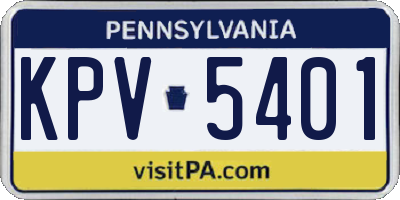 PA license plate KPV5401