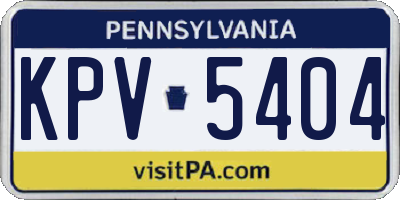 PA license plate KPV5404