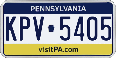 PA license plate KPV5405