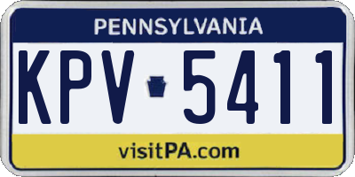 PA license plate KPV5411