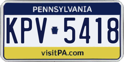 PA license plate KPV5418