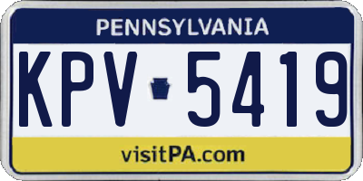 PA license plate KPV5419