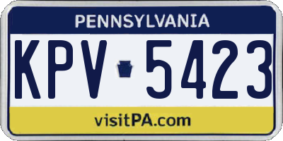 PA license plate KPV5423