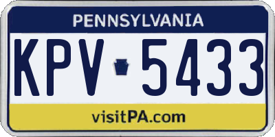 PA license plate KPV5433