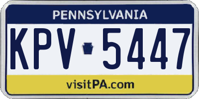 PA license plate KPV5447