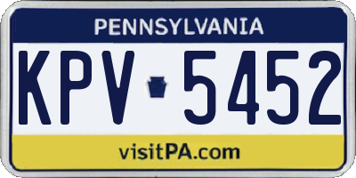 PA license plate KPV5452