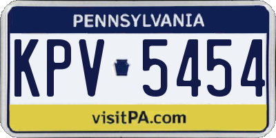 PA license plate KPV5454