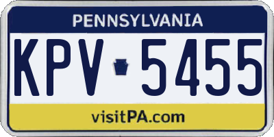 PA license plate KPV5455
