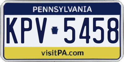 PA license plate KPV5458
