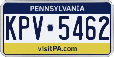 PA license plate KPV5462