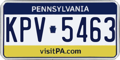 PA license plate KPV5463